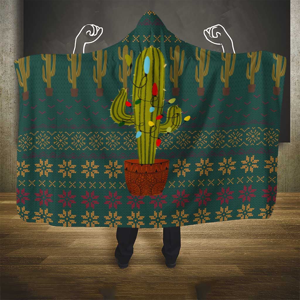 Cactus Christmas Hooded Blanket Xmas Holiday Patterns - Wonder Print Shop