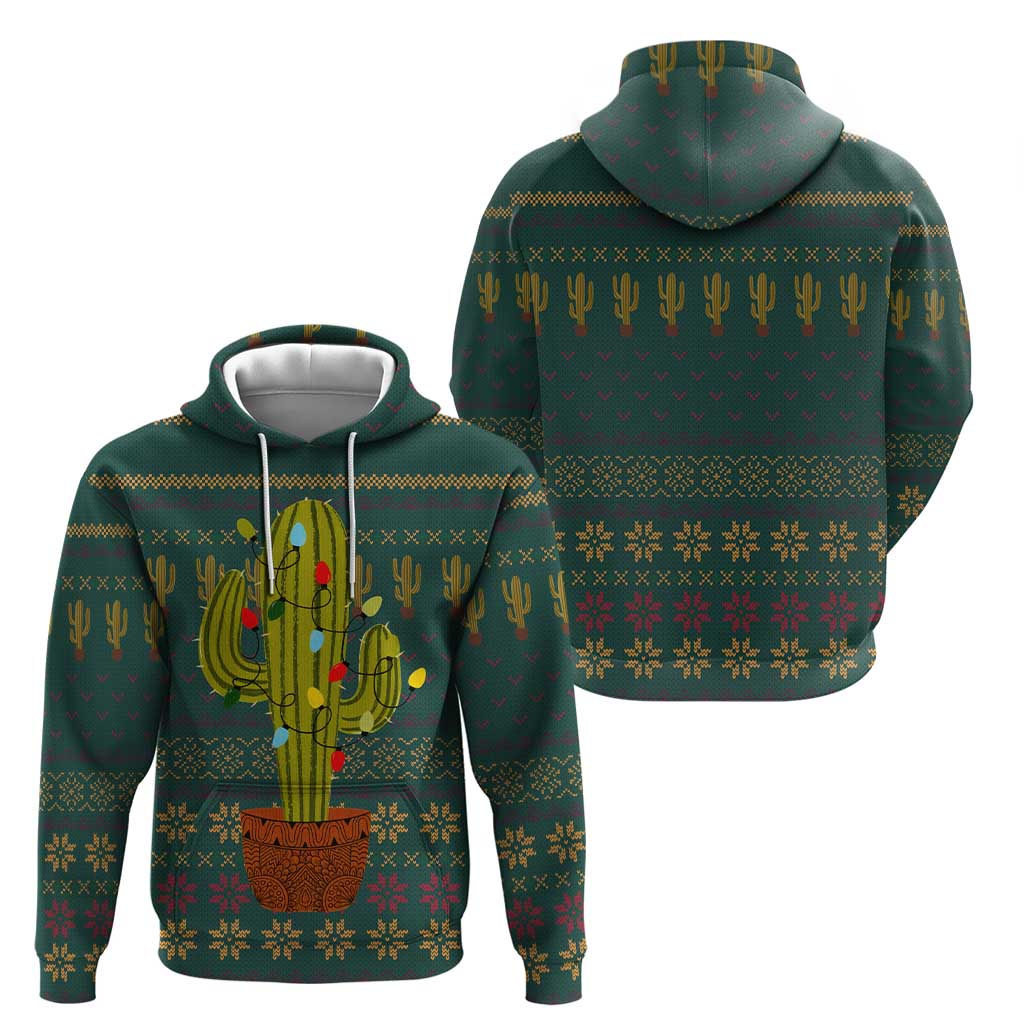 Cactus Christmas Hoodie Xmas Holiday Patterns - Wonder Print Shop