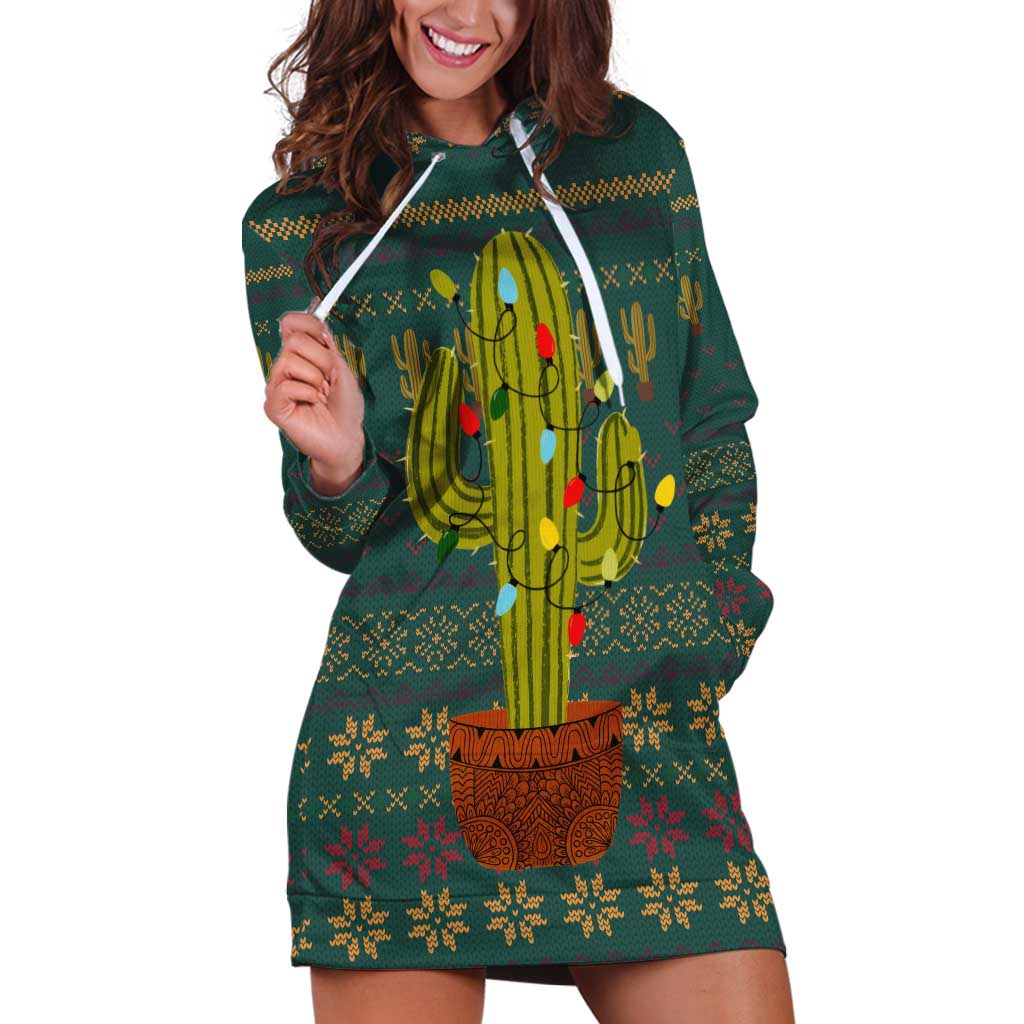 Cactus Christmas Hoodie Dress Xmas Holiday Patterns - Wonder Print Shop