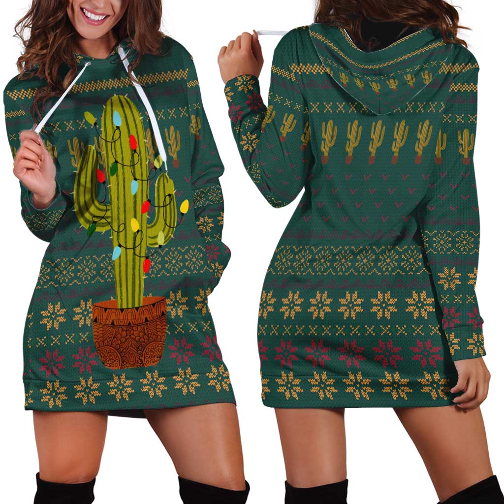 Cactus Christmas Hoodie Dress Xmas Holiday Patterns - Wonder Print Shop