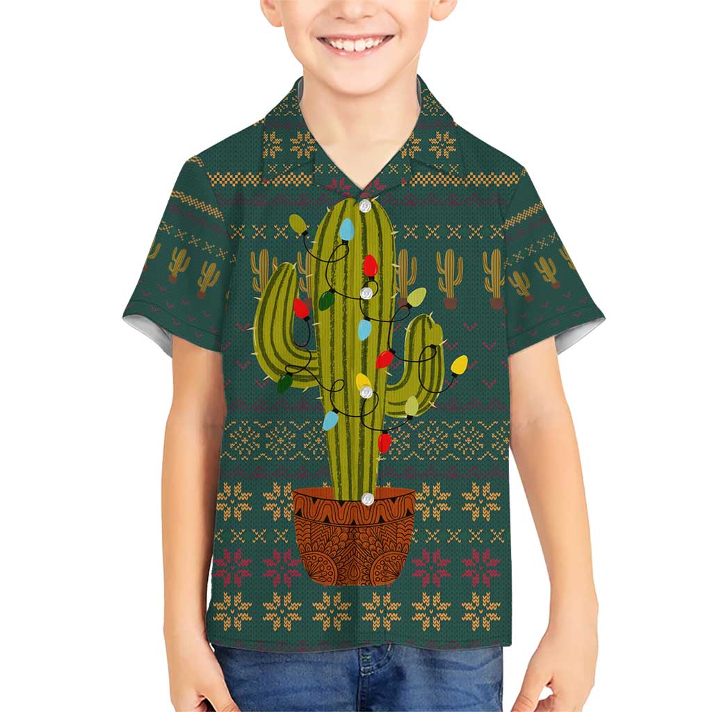 Cactus Christmas Kid Hawaiian Shirt Xmas Holiday Patterns - Wonder Print Shop
