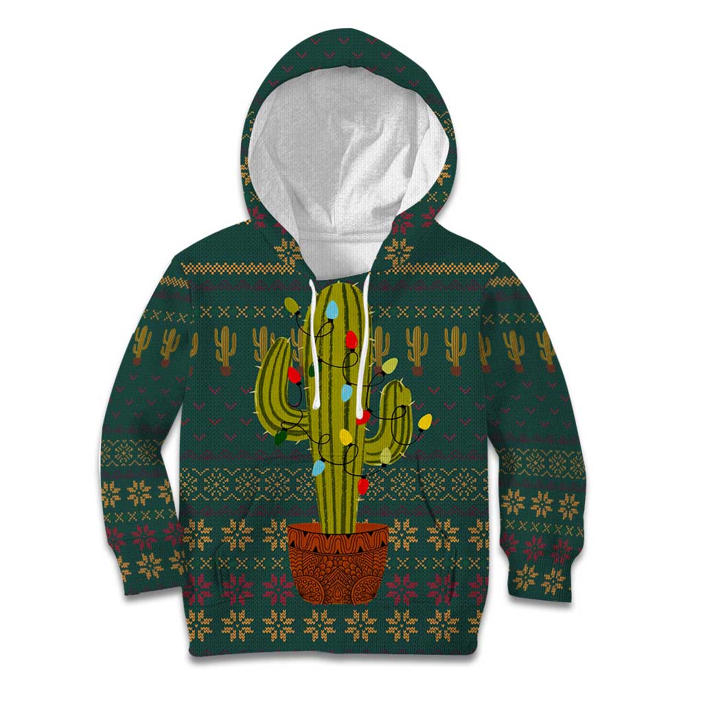 Cactus Christmas Kid Hoodie Xmas Holiday Patterns - Wonder Print Shop