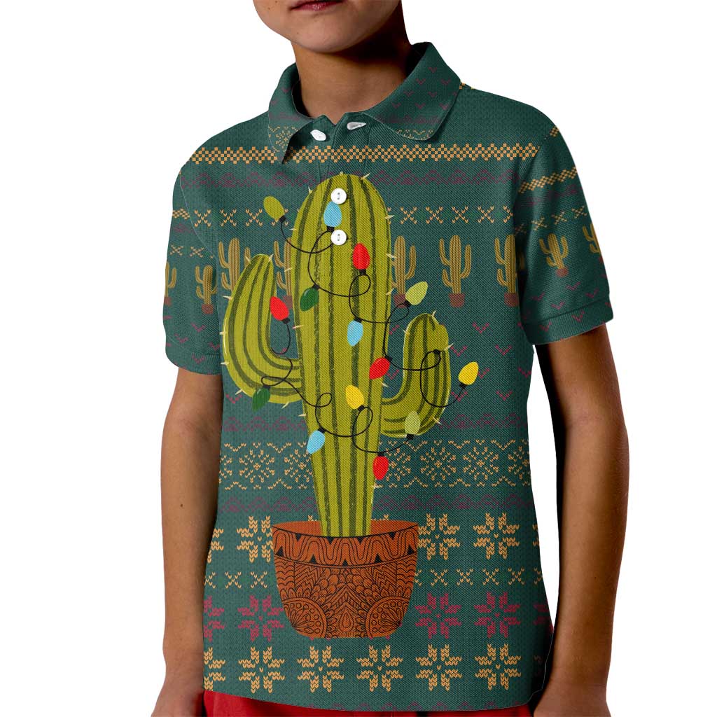 Cactus Christmas Kid Polo Shirt Xmas Holiday Patterns - Wonder Print Shop