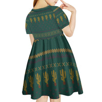 Cactus Christmas Kid Short Sleeve Dress Xmas Holiday Patterns - Wonder Print Shop