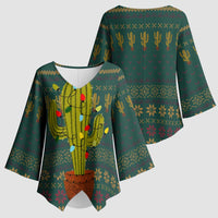 Cactus Christmas Kimono Sleeve Blouse Xmas Holiday Patterns - Wonder Print Shop