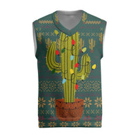 Cactus Christmas Knitted V-Neck Vest Xmas Holiday Patterns - Wonder Print Shop