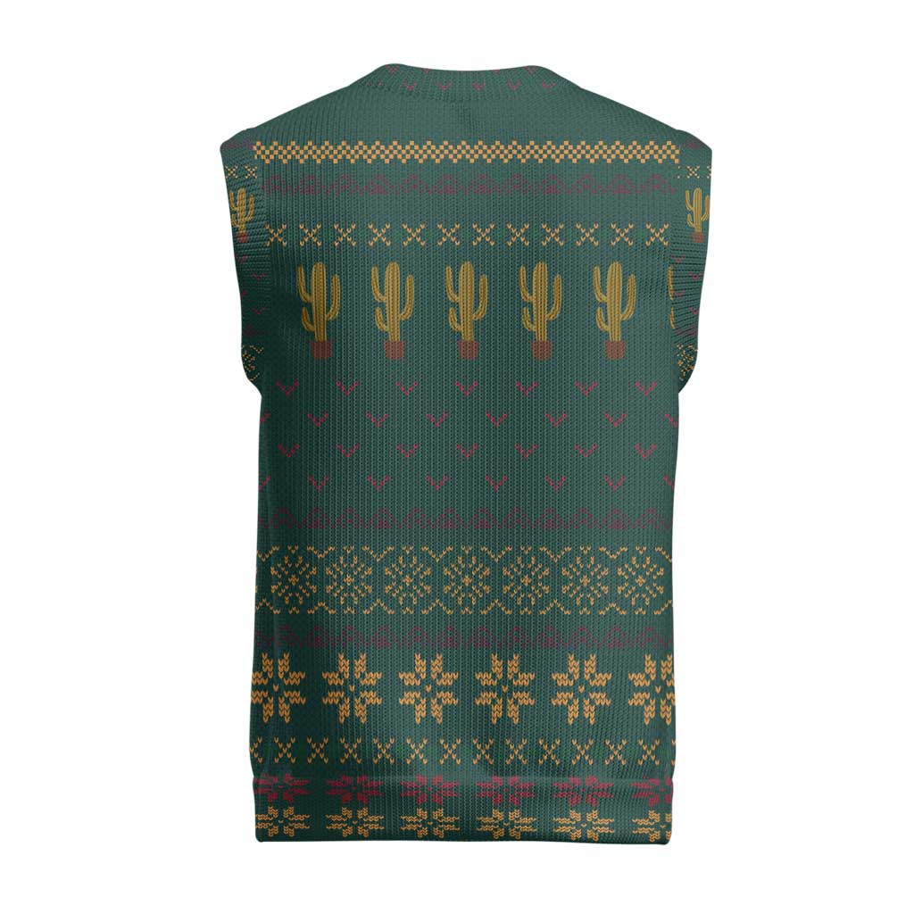 Cactus Christmas Knitted V-Neck Vest Xmas Holiday Patterns - Wonder Print Shop