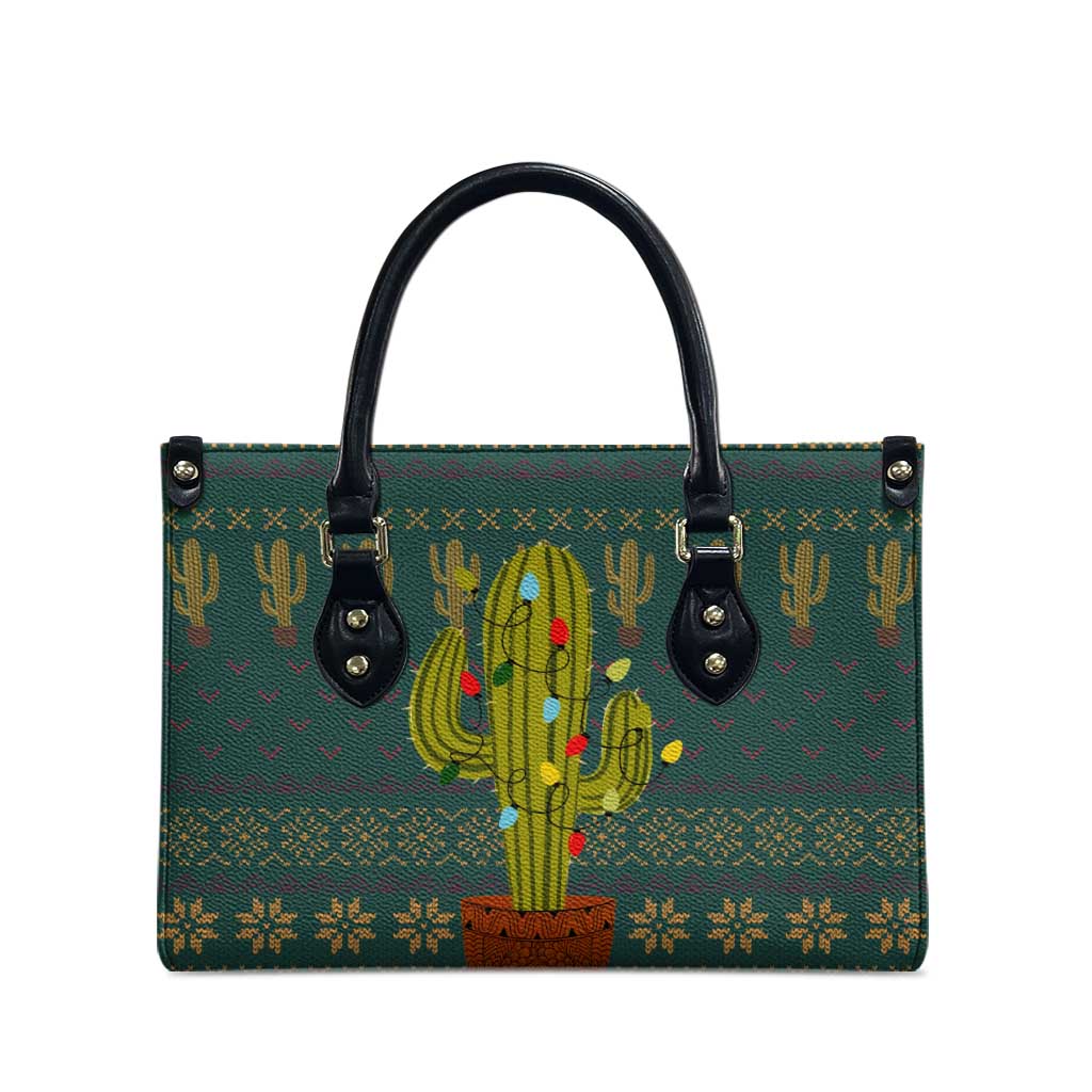 Cactus Christmas Leather Bag Xmas Holiday Patterns - Wonder Print Shop