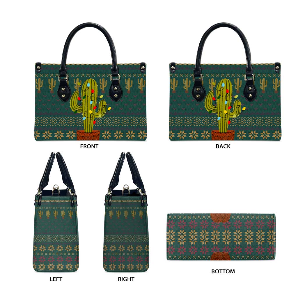 Cactus Christmas Leather Bag Xmas Holiday Patterns - Wonder Print Shop