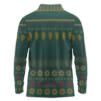 Cactus Christmas Long Sleeve Polo Shirt Xmas Holiday Patterns - Wonder Print Shop