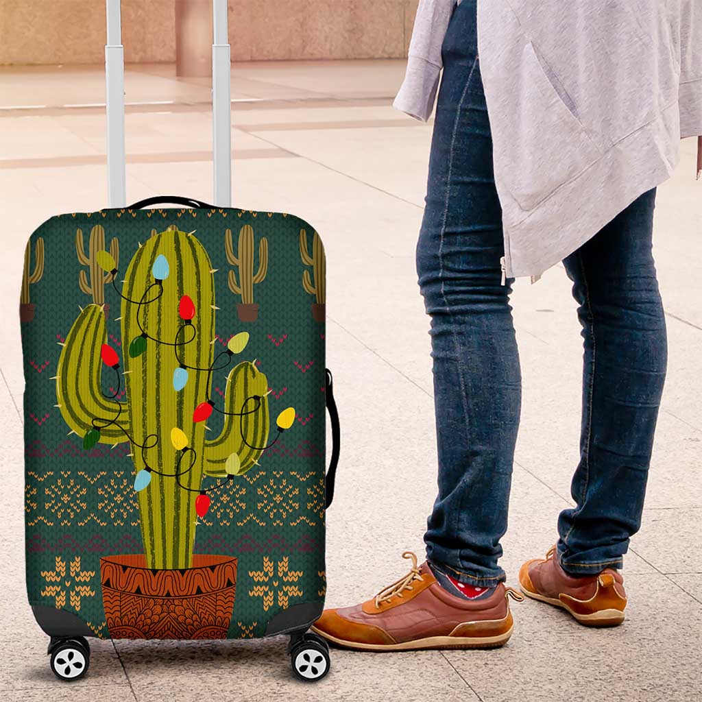 Cactus Christmas Luggage Cover Xmas Holiday Patterns - Wonder Print Shop