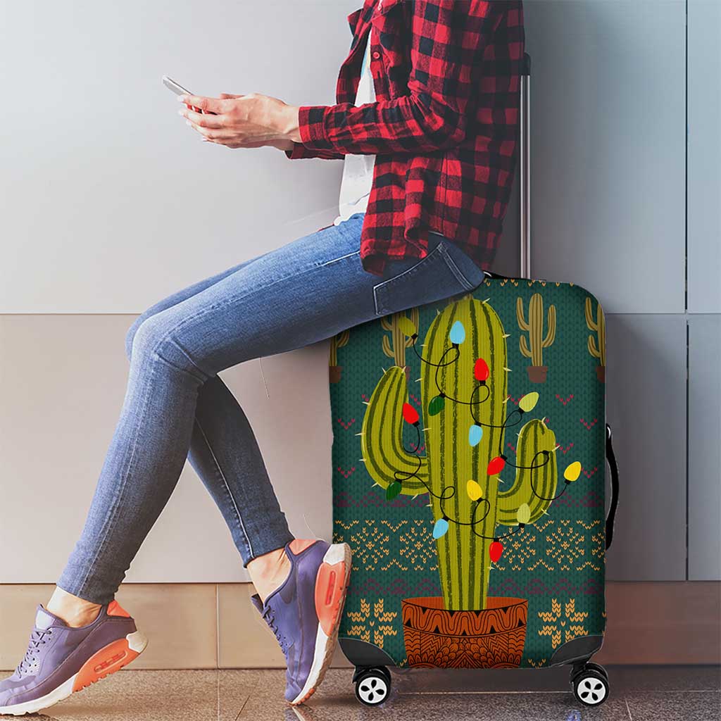 Cactus Christmas Luggage Cover Xmas Holiday Patterns - Wonder Print Shop