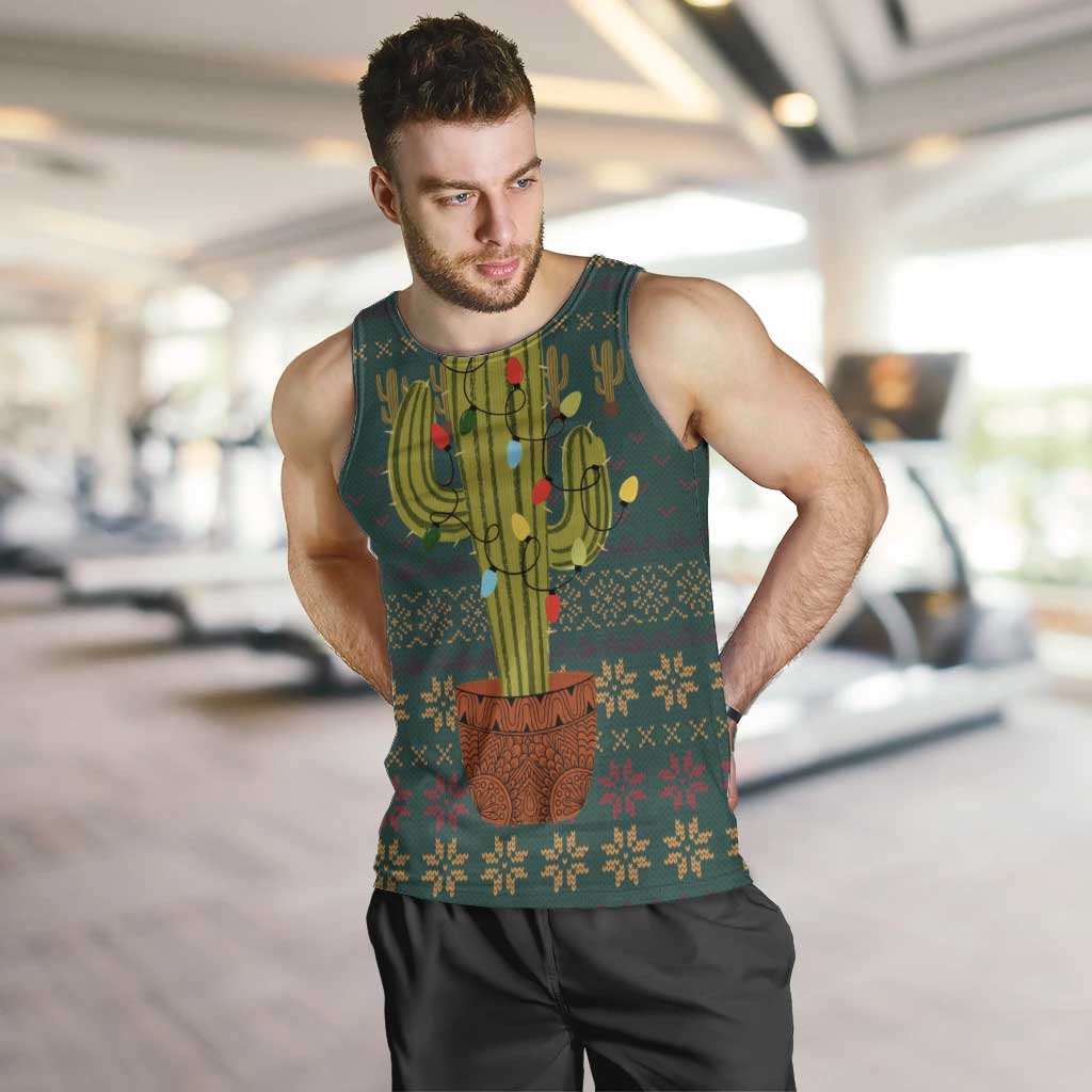 Cactus Christmas Men Tank Top Xmas Holiday Patterns - Wonder Print Shop
