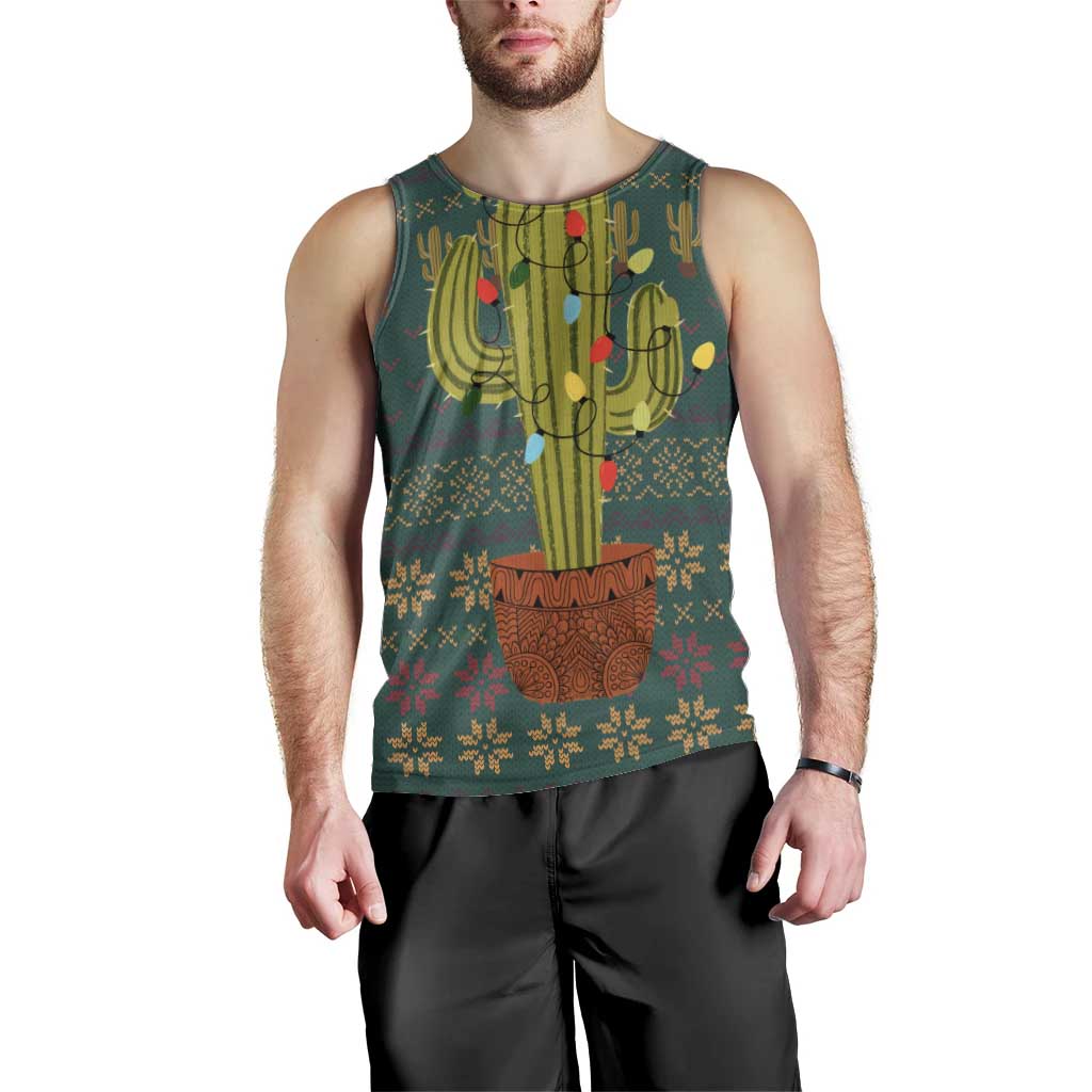 Cactus Christmas Men Tank Top Xmas Holiday Patterns - Wonder Print Shop