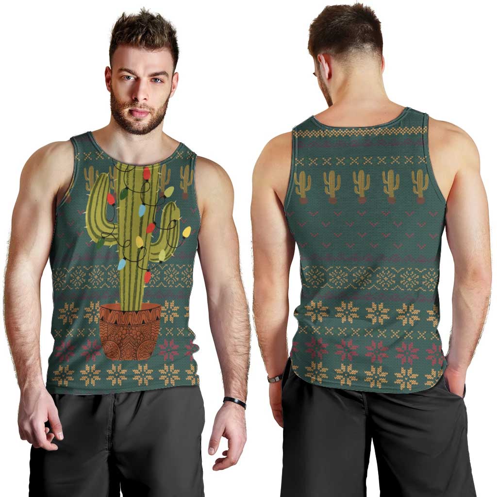 Cactus Christmas Men Tank Top Xmas Holiday Patterns - Wonder Print Shop