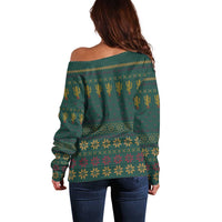 Cactus Christmas Off Shoulder Sweater Xmas Holiday Patterns - Wonder Print Shop