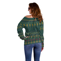 Cactus Christmas Off Shoulder Sweater Xmas Holiday Patterns - Wonder Print Shop