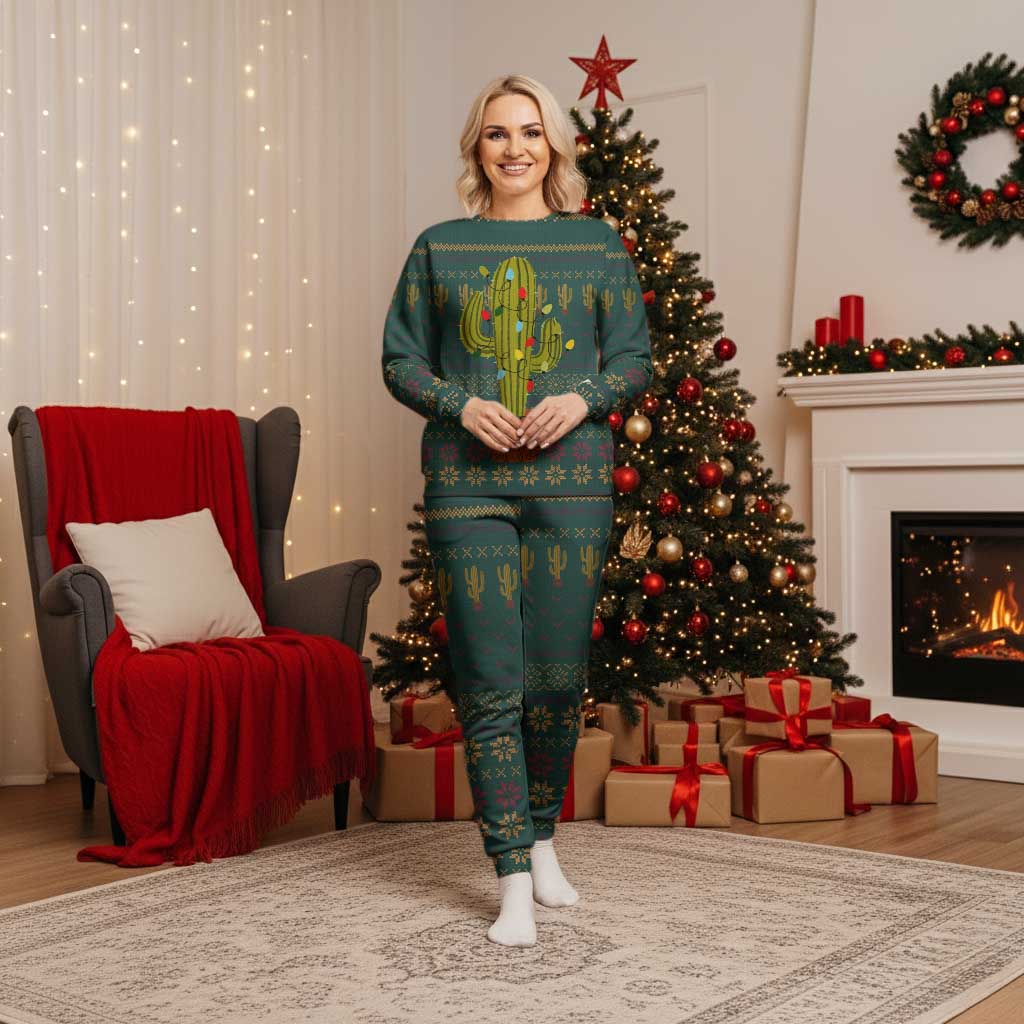 Cactus Christmas Pajama Set Xmas Holiday Patterns - Wonder Print Shop