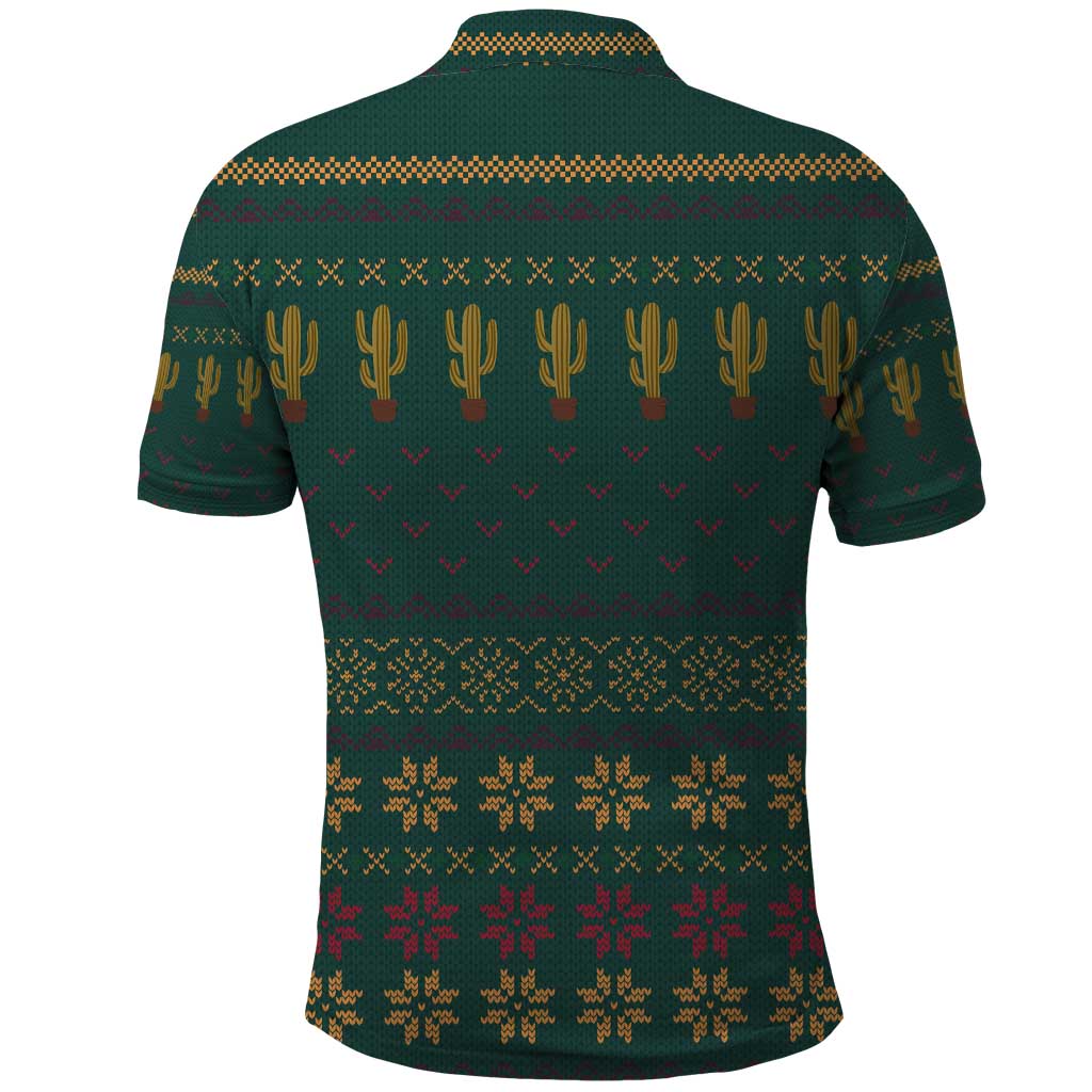 Cactus Christmas Polo Shirt Xmas Holiday Patterns - Wonder Print Shop
