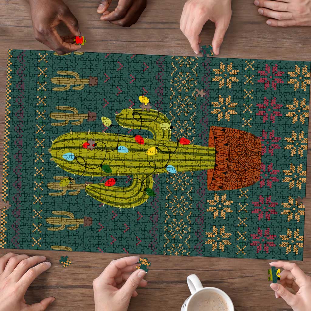 Cactus Christmas Puzzle Xmas Holiday Patterns - Wonder Print Shop