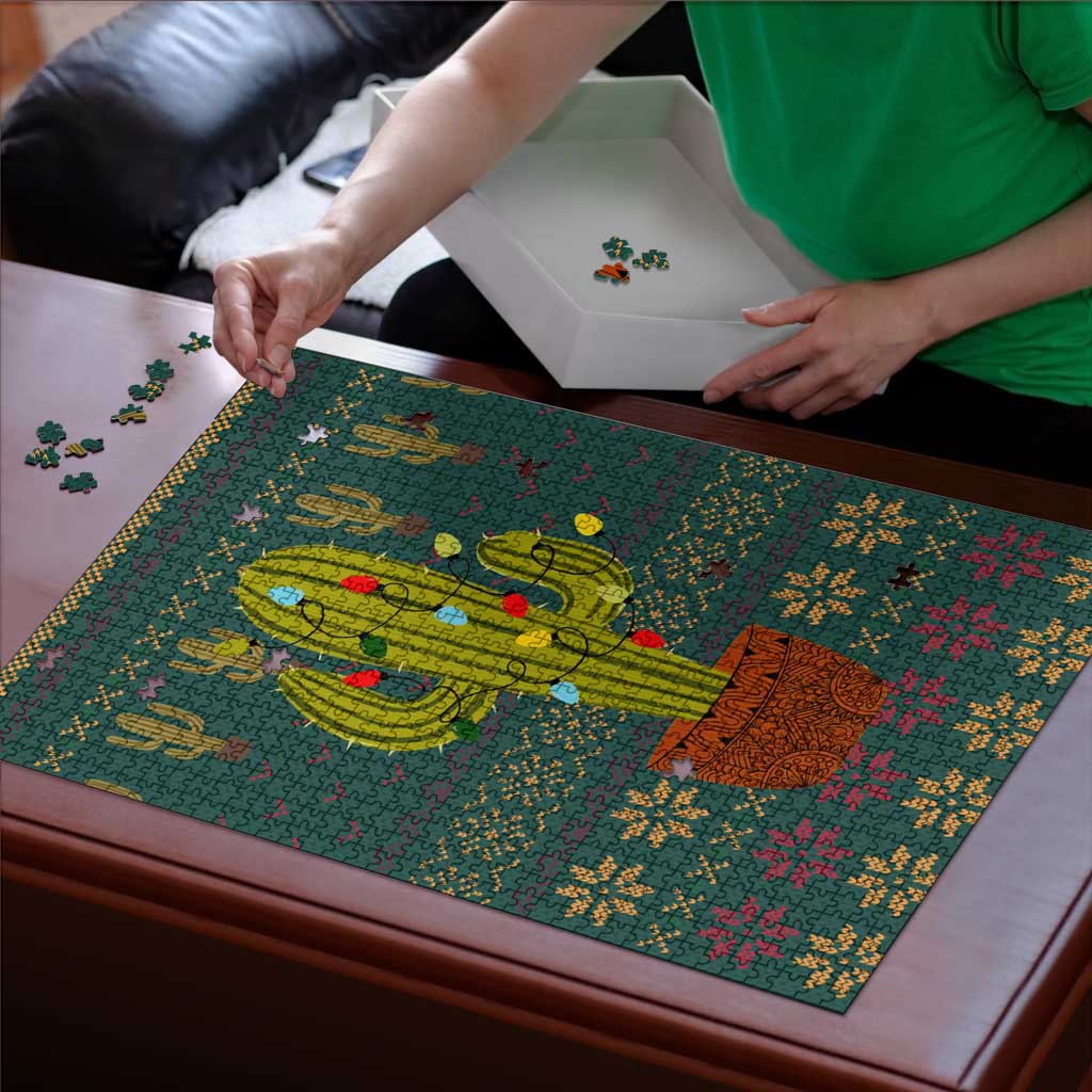 Cactus Christmas Puzzle Xmas Holiday Patterns - Wonder Print Shop