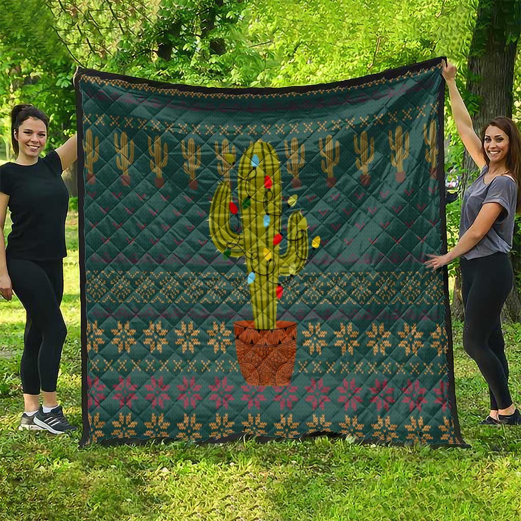 Cactus Christmas Quilt Xmas Holiday Patterns - Wonder Print Shop