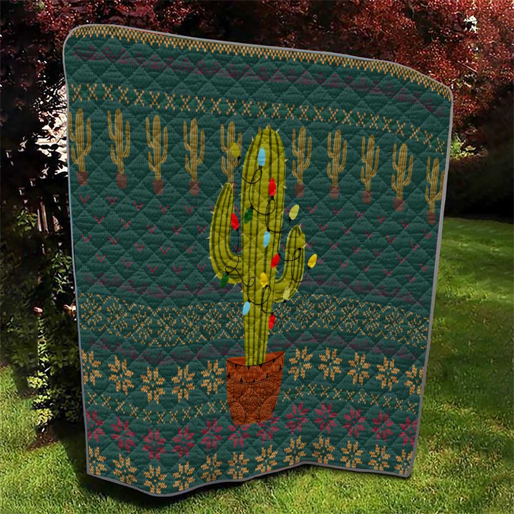 Cactus Christmas Quilt Xmas Holiday Patterns - Wonder Print Shop