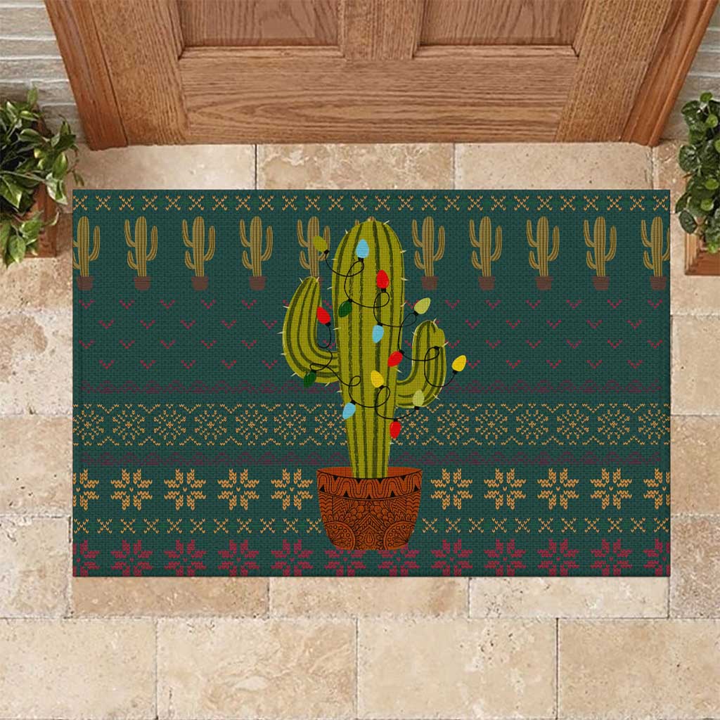 Cactus Christmas Rubber Doormat Xmas Holiday Patterns - Wonder Print Shop