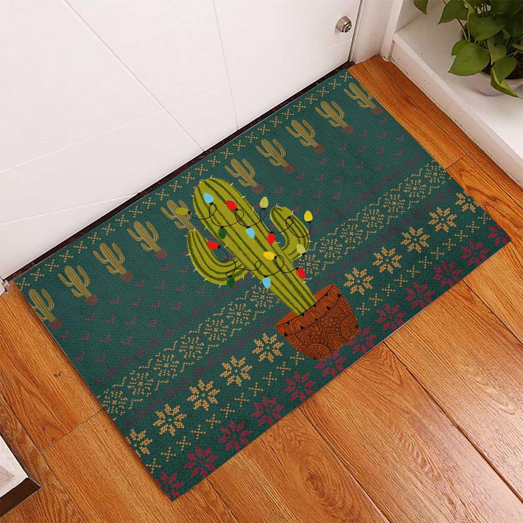 Cactus Christmas Rubber Doormat Xmas Holiday Patterns - Wonder Print Shop
