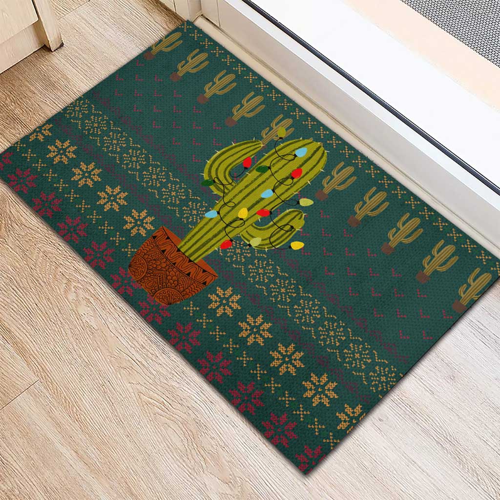 Cactus Christmas Rubber Doormat Xmas Holiday Patterns - Wonder Print Shop