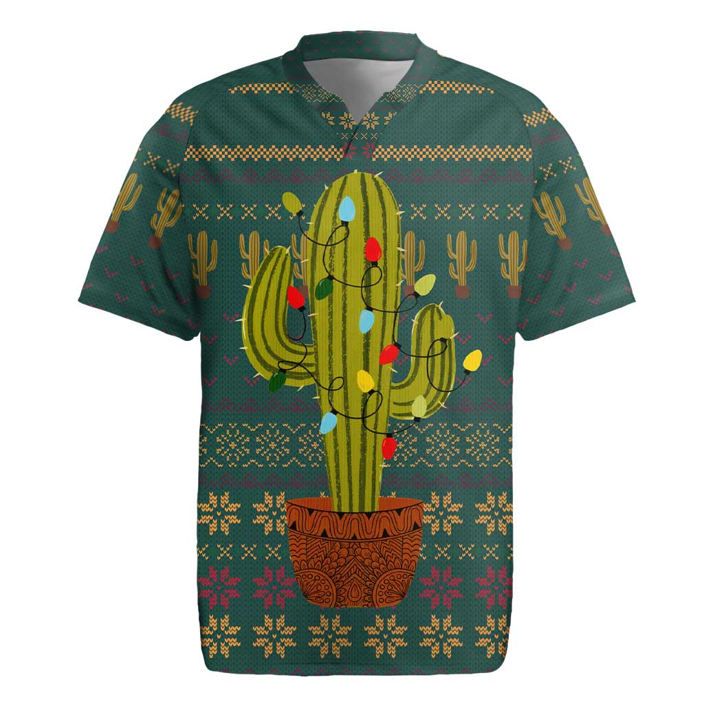 Cactus Christmas Rugby Jersey Xmas Holiday Patterns - Wonder Print Shop