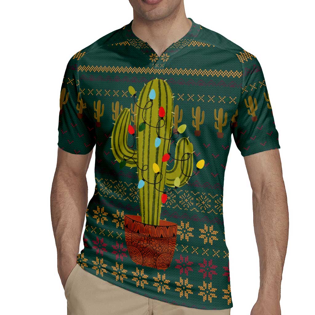 Cactus Christmas Rugby Jersey Xmas Holiday Patterns - Wonder Print Shop