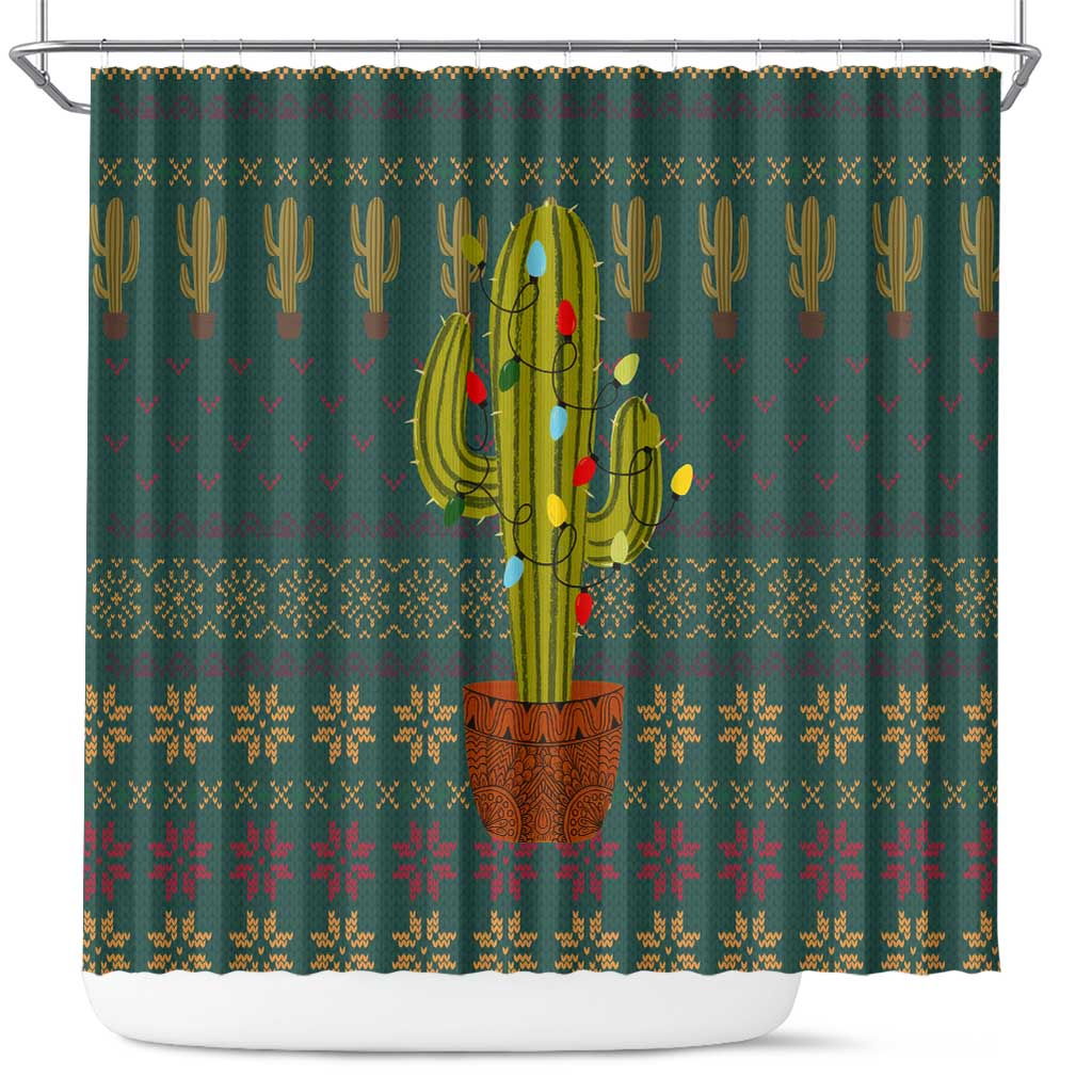 Cactus Christmas Shower Curtain Xmas Holiday Patterns - Wonder Print Shop