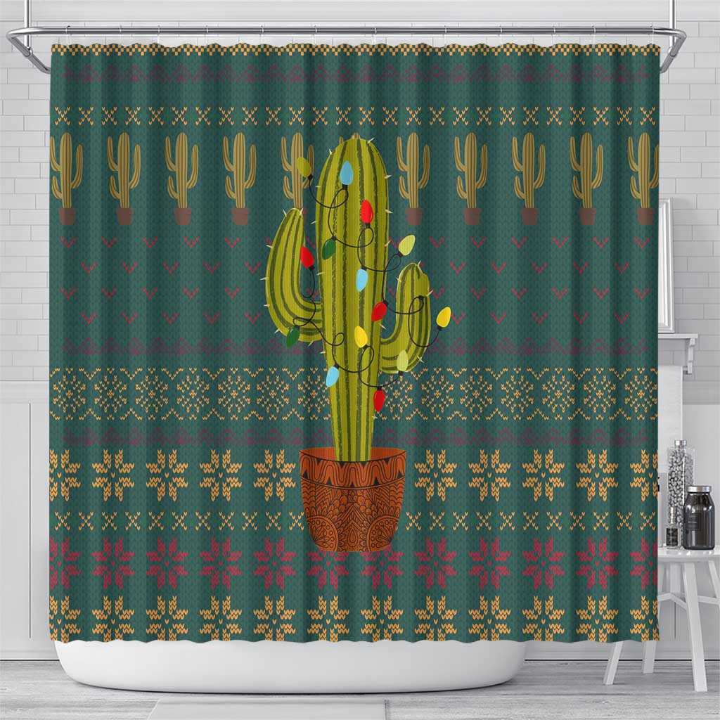 Cactus Christmas Shower Curtain Xmas Holiday Patterns - Wonder Print Shop