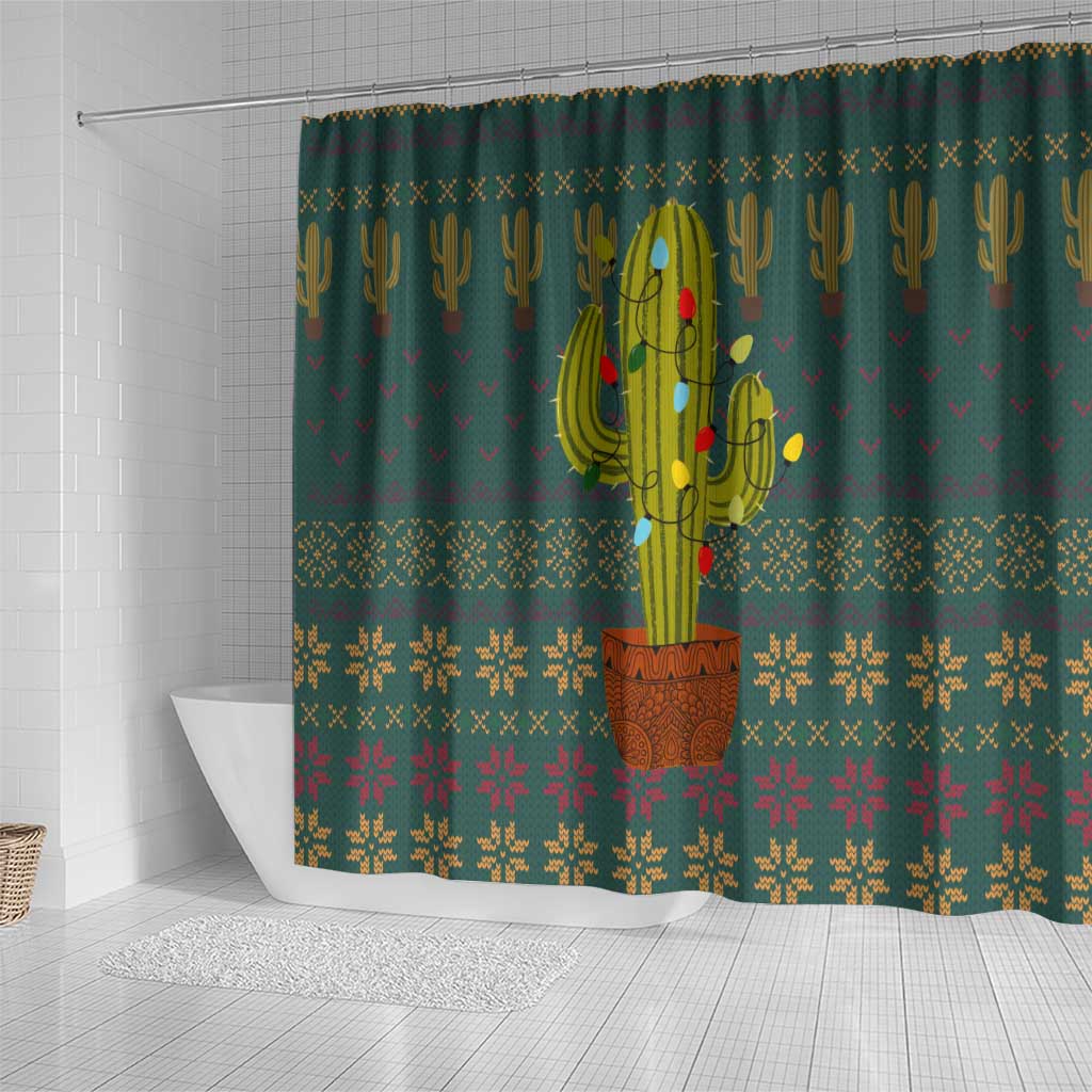 Cactus Christmas Shower Curtain Xmas Holiday Patterns - Wonder Print Shop