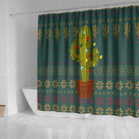 Cactus Christmas Shower Curtain Xmas Holiday Patterns - Wonder Print Shop