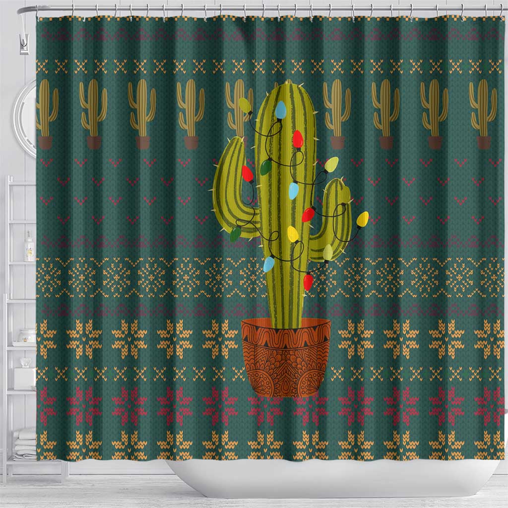 Cactus Christmas Shower Curtain Xmas Holiday Patterns - Wonder Print Shop