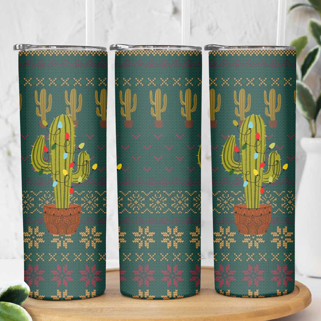 Cactus Christmas Skinny Tumbler Xmas Holiday Patterns - Wonder Print Shop