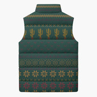 Cactus Christmas Sleeveless Puffer Jacket Xmas Holiday Patterns - Wonder Print Shop