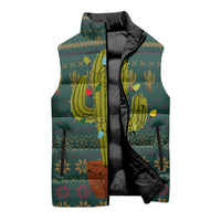 Cactus Christmas Sleeveless Puffer Jacket Xmas Holiday Patterns - Wonder Print Shop