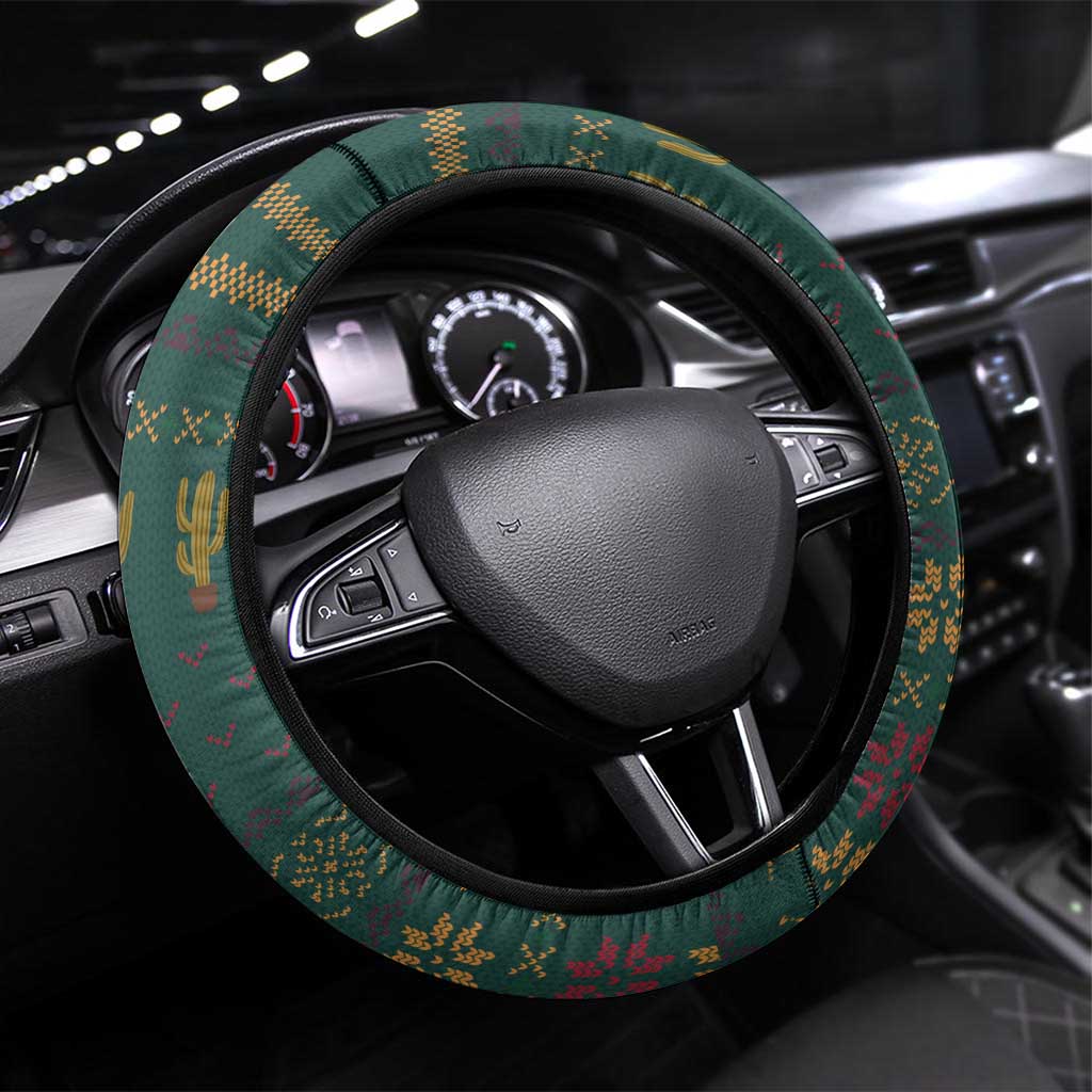 Cactus Christmas Steering Wheel Cover Xmas Holiday Patterns - Wonder Print Shop