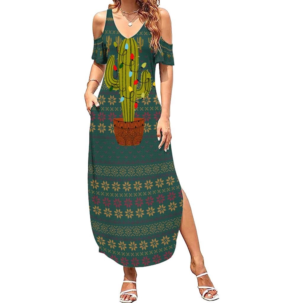 Cactus Christmas Summer Maxi Dress Xmas Holiday Patterns - Wonder Print Shop