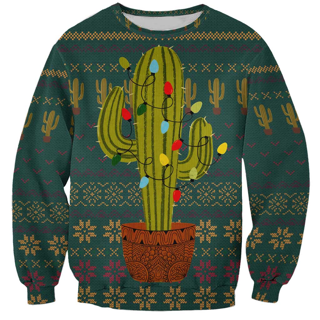 Cactus Christmas Sweatshirt Xmas Holiday Patterns - Wonder Print Shop