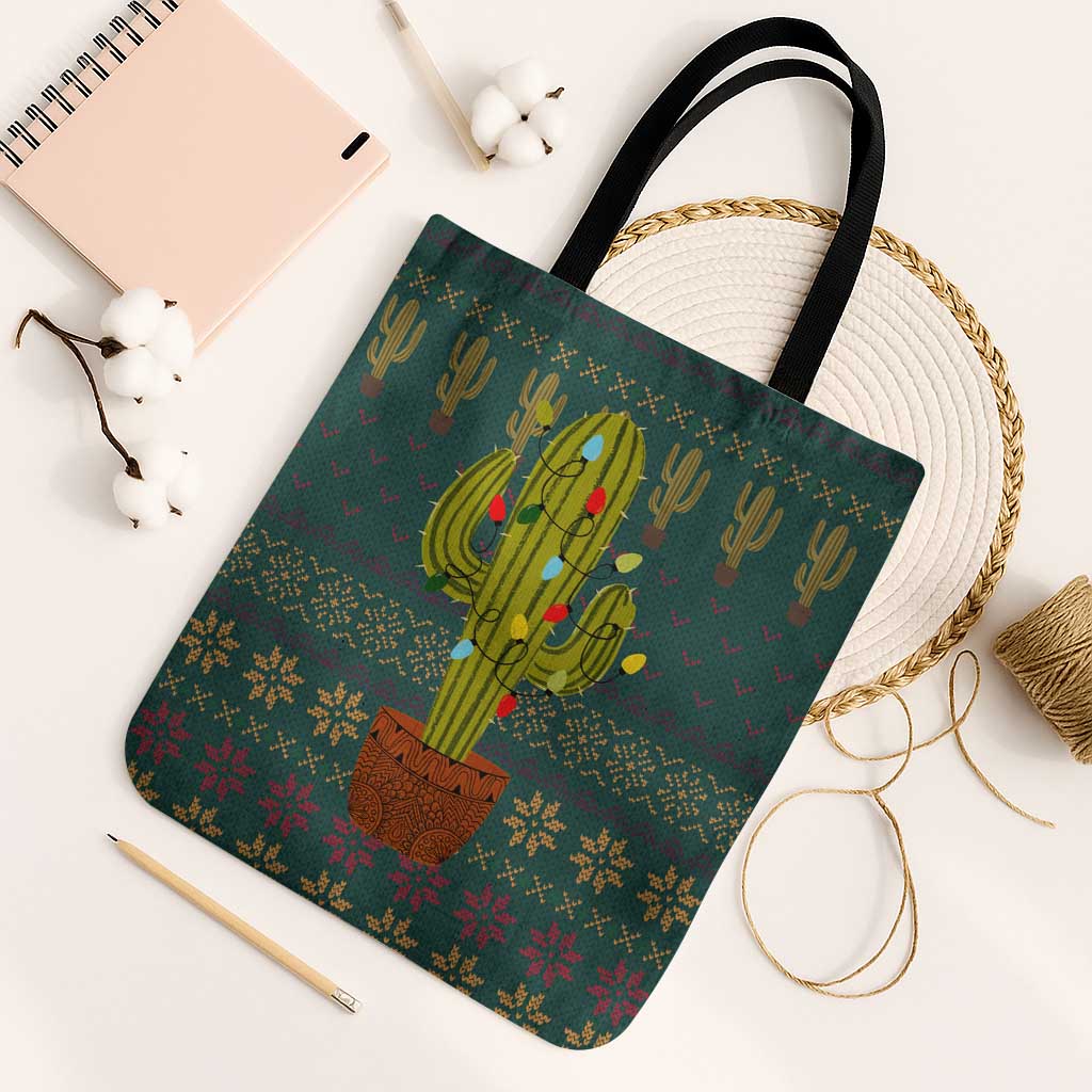 Cactus Christmas Tote Bag Xmas Holiday Patterns - Wonder Print Shop