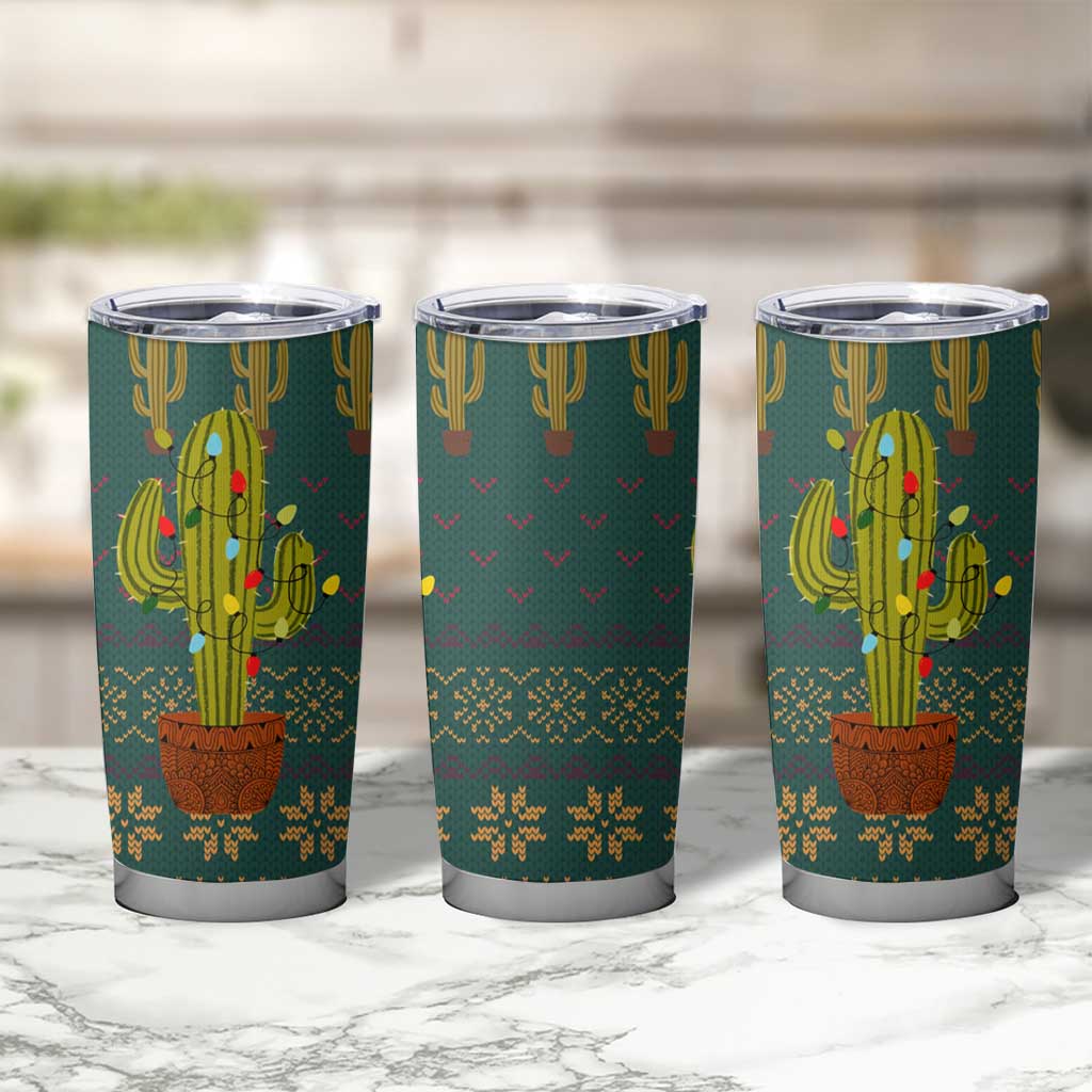 Cactus Christmas Tumbler Cup Xmas Holiday Patterns - Wonder Print Shop