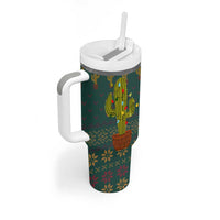 Cactus Christmas Tumbler With Handle Xmas Holiday Patterns - Wonder Print Shop