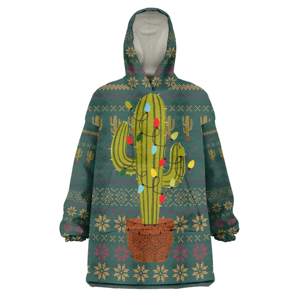 Cactus Christmas Wearable Blanket Hoodie Xmas Holiday Patterns - Wonder Print Shop