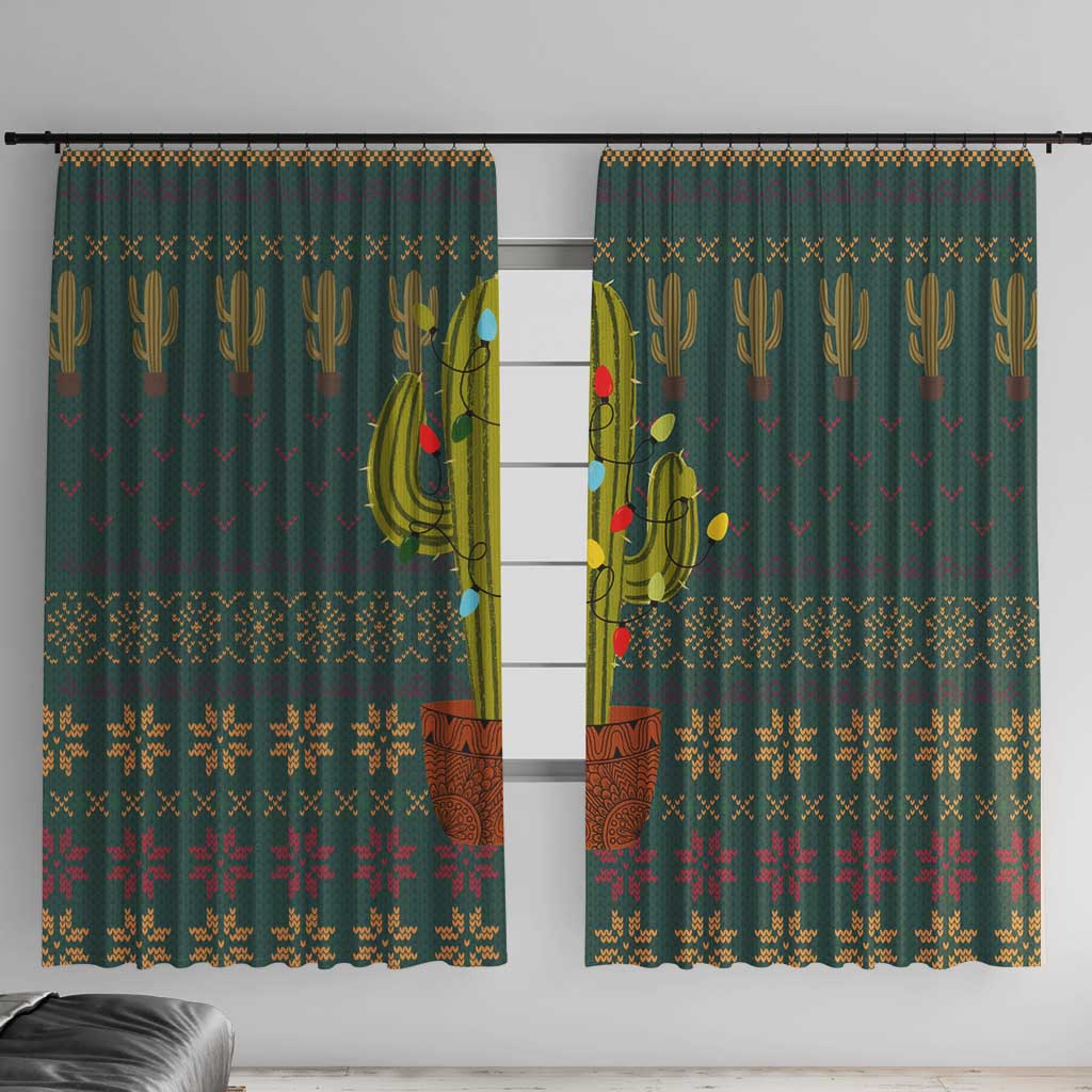 Cactus Christmas Window Curtain Xmas Holiday Patterns - Wonder Print Shop