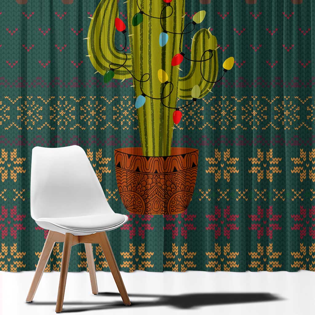 Cactus Christmas Window Curtain Xmas Holiday Patterns - Wonder Print Shop