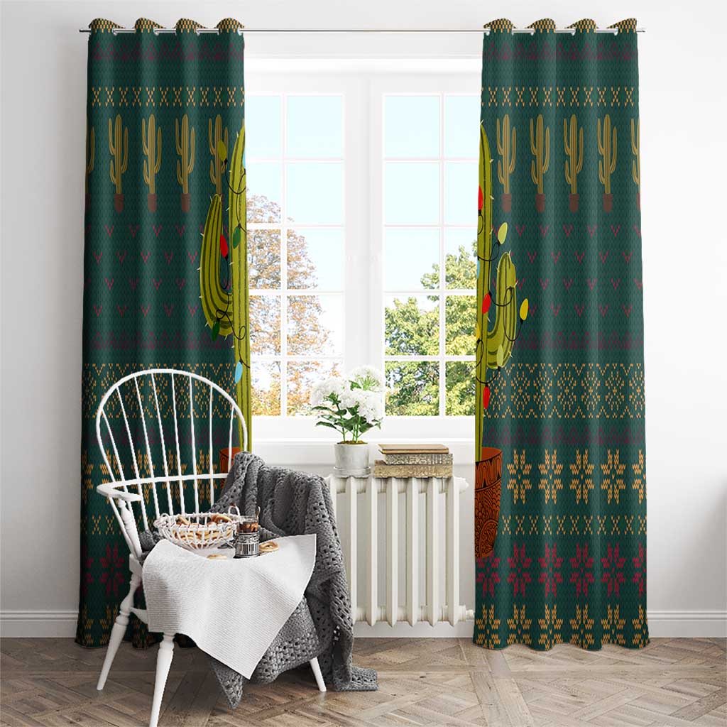 Cactus Christmas Window Curtain Xmas Holiday Patterns - Wonder Print Shop